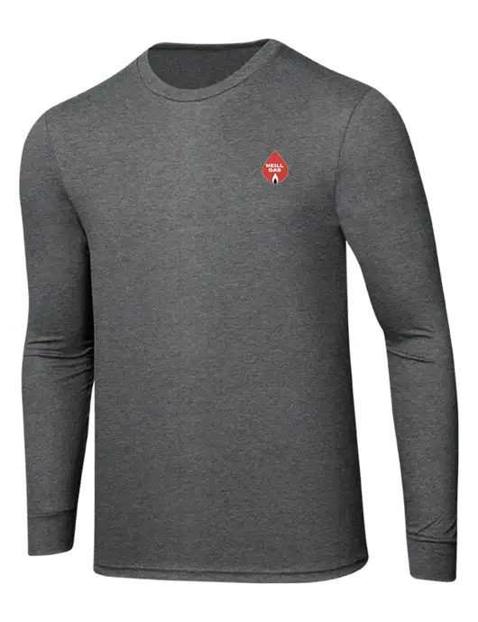 Simply Soft Long Sleeve Medium Grey Frost 4.5 oz, Poly/Combed Ring Spun Cotton T-Shirt w/Neill Gas Logo