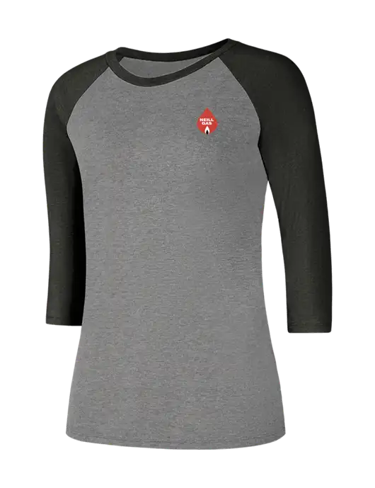 Womens Simply Soft 3/4 Sleeve Black Frost/Grey Frost Ring Spun Cotton T-Shirt w/Neill Gas Logo