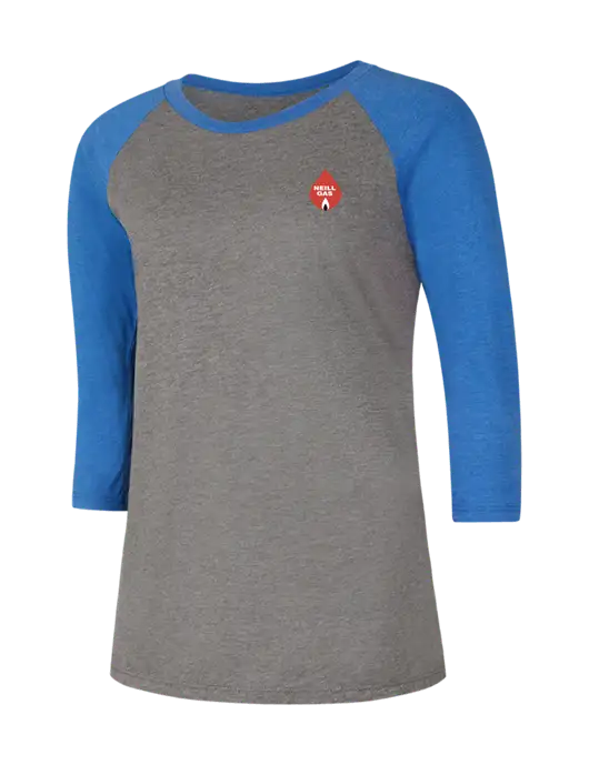 Womens Simply Soft 3/4 Sleeve Royal Frost/Grey Ring Spun Cotton T-Shirt w/Neill Gas Logo