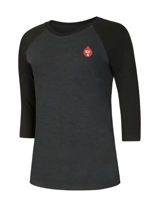 Womens Simply Soft 3/4 Sleeve Black/Black Frost Ring Spun Cotton T-Shirt w/Neill Gas Logo