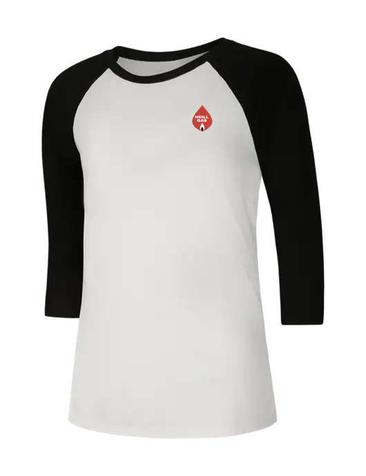 Womens Simply Soft 3/4 Sleeve Black/White Ring Spun Cotton T-Shirt w/Neill Gas Logo