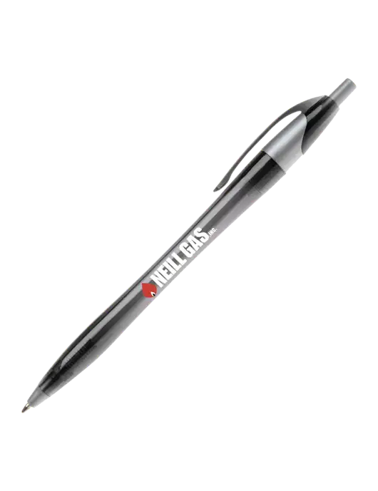 Novella Translucent Black/Silver Jewel Pen - Blue Ink w/Neill Gas Logo