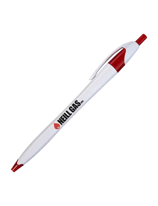 Novella White/Red Classic Pen - Blue Ink w/Neill Gas Logo