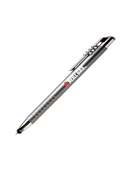 Schirhart Grey Stylus Pen - Blue Ink w/Neill Gas Logo