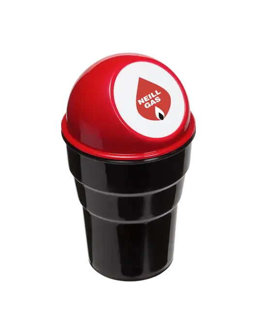 Red Car Cup Holder Trash Can w/Neill Gas Logo