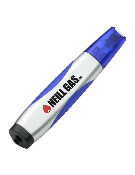 Silver/Blue Level Light Screwdriver Pen w/Neill Gas Logo