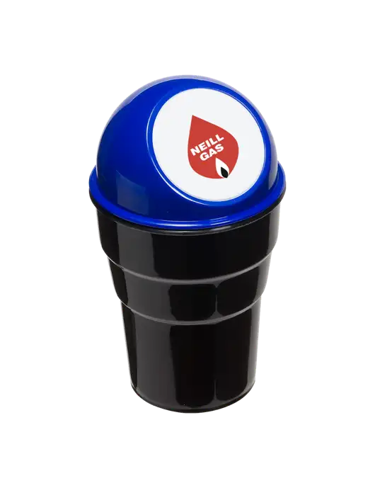 Blue Car Cup Holder Trash Can w/Neill Gas Logo