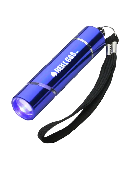 Blue Aluminum Scope LED Flashlight w/Neill Gas Logo