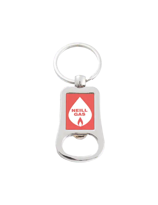Silver & Red Bottle Opener Keychain w/Neill Gas Logo