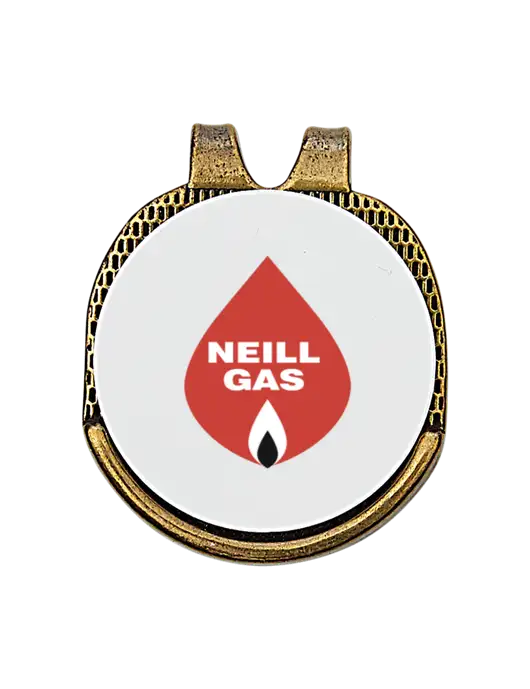 Antique Gold Hat Clip w/Golf Ball Marker w/Neill Gas Logo