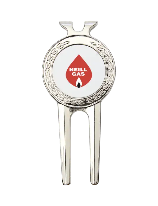 Silver Divot Tool, 1.5 x 3 w/Neill Gas Logo