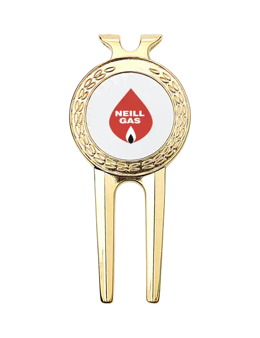 Gold Divot Tool, 1.5 x 3 w/Neill Gas Logo