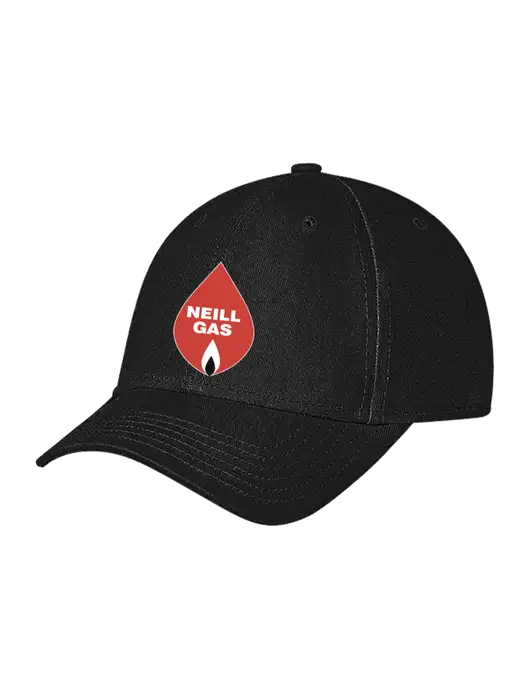 Black Structured Soft Snap Closure Hook & Loop Cap w/Neill Gas Logo