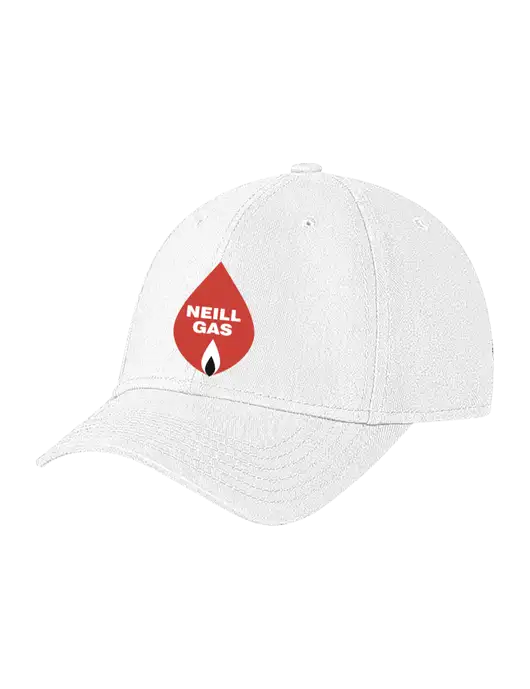 White Structured Soft Snap Closure Hook & Loop Cap w/Neill Gas Logo