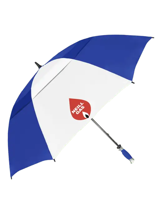 Royal/White Vented Typhoon Tamer Golf Umbrella w/Neill Gas Logo