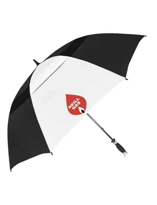 Black/White Vented Typhoon Tamer Golf Umbrella w/Neill Gas Logo