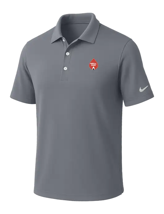 NIKE Medium Grey Dri-Fit Micro Pique Polo w/Neill Gas Logo