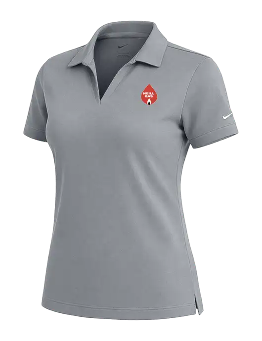NIKE Medium Grey Womens Dri-Fit Micro Pique Polo w/Neill Gas Logo