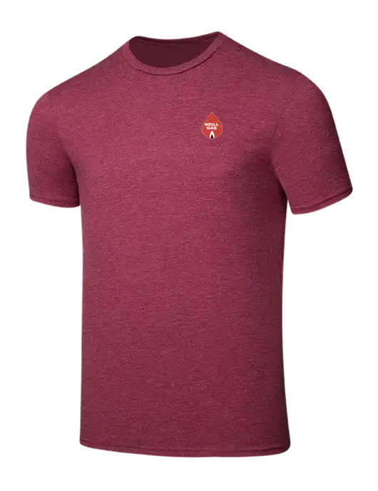Seriously Soft Heathered Cardinal T-Shirt w/Neill Gas Logo