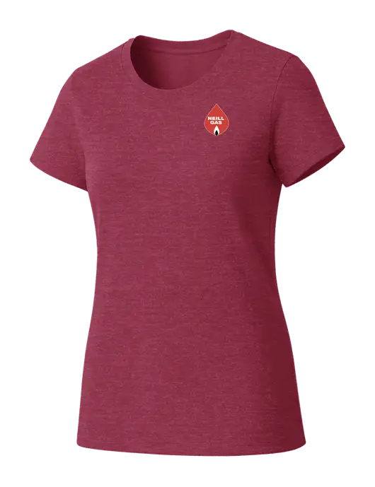 Womens Seriously Soft Heathered Cardinal T-Shirt w/Neill Gas Logo