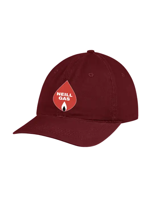 Garment Washed Unstructured Twill Maroon Cap w/Neill Gas Logo
