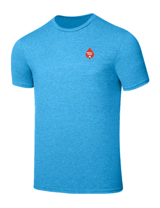 Seriously Soft Heathered Sapphire Blue T-Shirt w/Neill Gas Logo