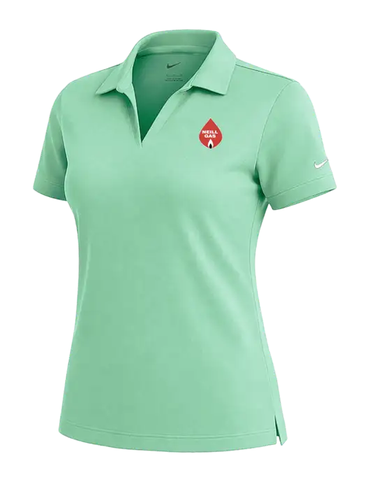 NIKE Very Light Green Womens Dri-Fit Micro Pique Polo w/Neill Gas Logo