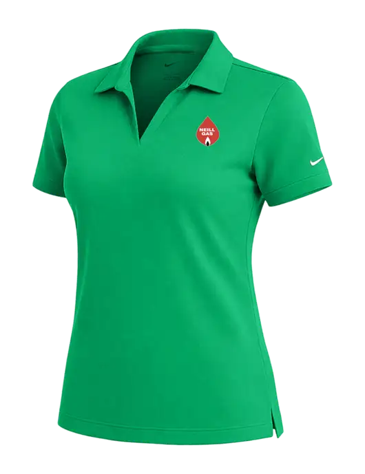 NIKE Kelly Green Womens Dri-Fit Micro Pique Polo w/Neill Gas Logo