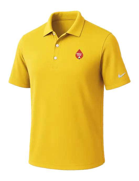 NIKE Yellow Gold Dri-Fit Micro Pique 2.0 Polo
 w/Neill Gas Logo