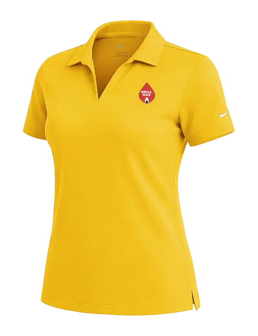 NIKE Yellow Gold Womens Dri-Fit Micro Pique Polo w/Neill Gas Logo