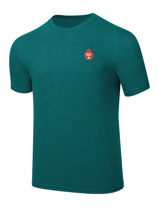 Simply Soft Heathered Dark Teal 4.5oz  Poly/Combed Ring Spun Cotton T-Shirt w/Neill Gas Logo