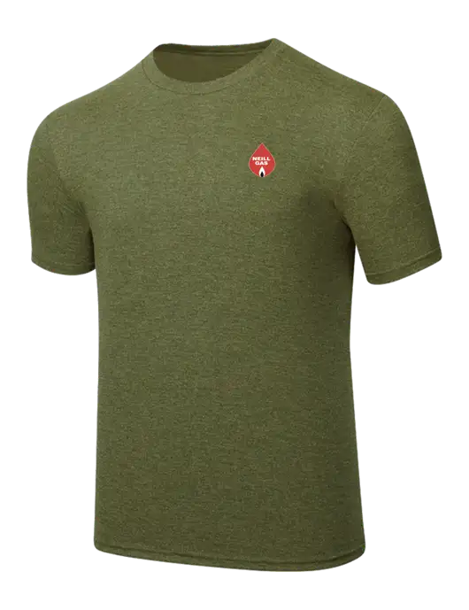 Simply Soft Military Green Frost 4.5oz Poly/Combed Ring Spun Cotton T-Shirt w/Neill Gas Logo