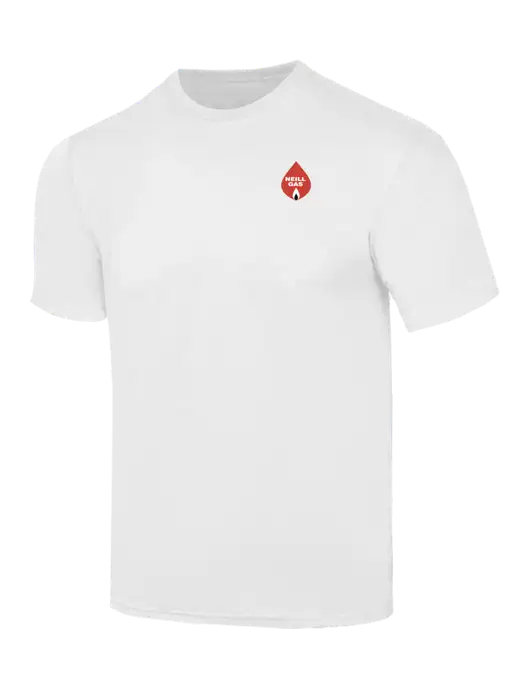 Simply Soft White 4.5oz  Poly/Combed Ring Spun Cotton T-Shirt w/Neill Gas Logo