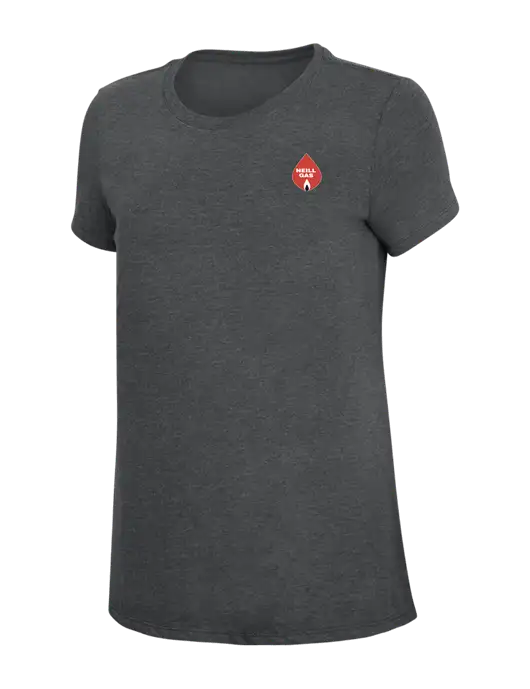 Womens Simply Soft Charcoal 4.5oz Poly/Combed Ring Spun Cotton T-Shirt w/Neill Gas Logo