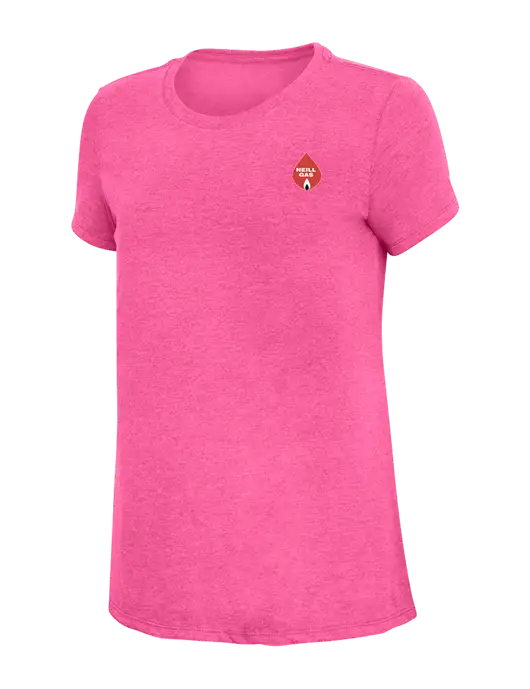 Womens Simply Soft Fuchsia Frost 4.5oz Poly/Combed Ring Spun Cotton T-Shirt w/Neill Gas Logo