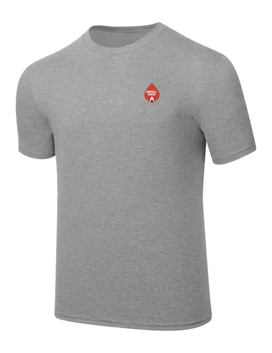 Simply Soft Heathered Light Grey 4.5oz  Poly/Combed Ring Spun Cotton T-Shirt w/Neill Gas Logo