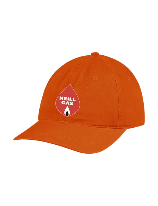 Garment Washed Unstructured Twill Orange Cap w/Neill Gas Logo