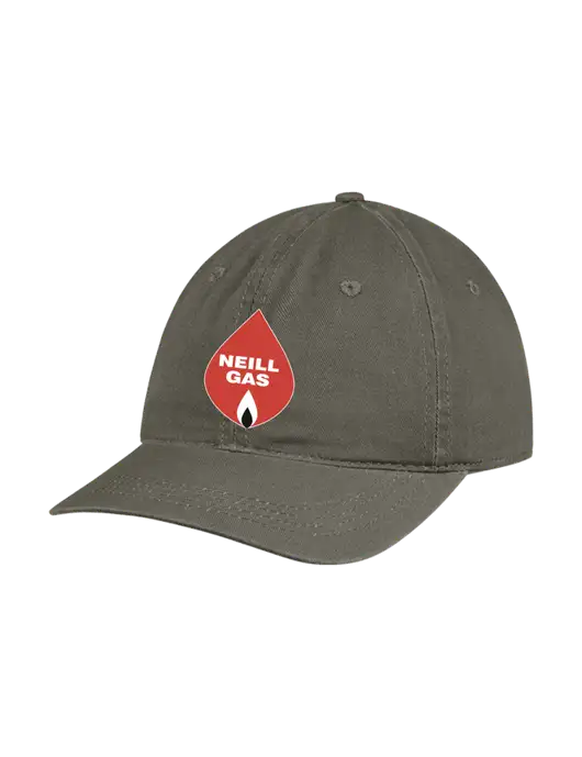 Garment Washed Unstructured Twill Olive Cap w/Neill Gas Logo
