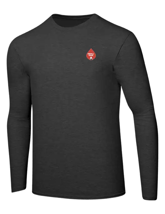 Ring Spun Dark Heather Grey 4.5 oz Long Sleeve T-Shirt w/Neill Gas Logo