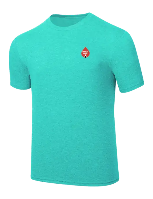 Simply Soft Light Teal Heathered 4.5oz  Poly/Combed Ring Spun Cotton T-Shirt w/Neill Gas Logo