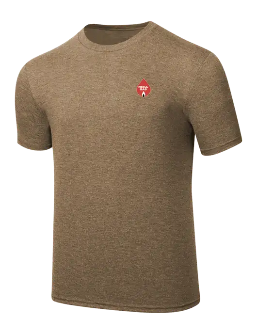 Simply Soft Light Brown Heathered 4.5oz  Poly/Combed Ring Spun Cotton T-Shirt w/Neill Gas Logo