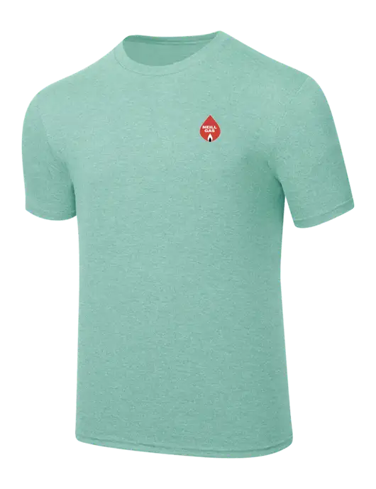 Simply Soft Heathered Sage 4.5oz  Poly/Combed Ring Spun Cotton T-Shirt w/Neill Gas Logo