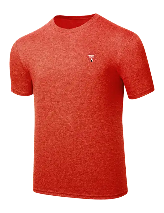 Simply Soft Dark Orange Heathered 4.5oz  Poly/Combed Ring Spun Cotton T-Shirt w/Neill Gas Logo