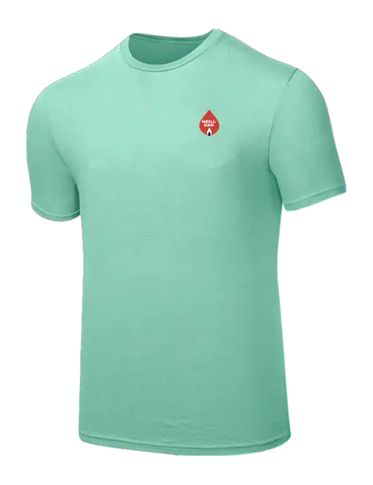 Seriously Soft Very Light Green T-Shirt w/Neill Gas Logo