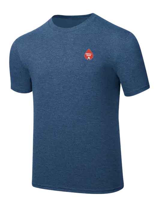 Simply Soft Heathered Navy 4.5oz  Poly/Combed Ring Spun Cotton T-Shirt w/Neill Gas Logo