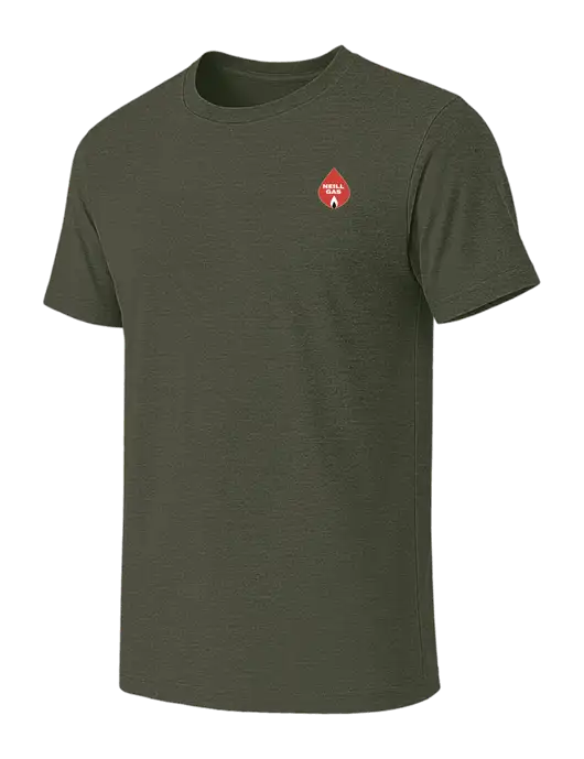 BELLA+CANVAS Heather Dark Military Green CVC Short Sleeve Tee w/Neill Gas Logo
