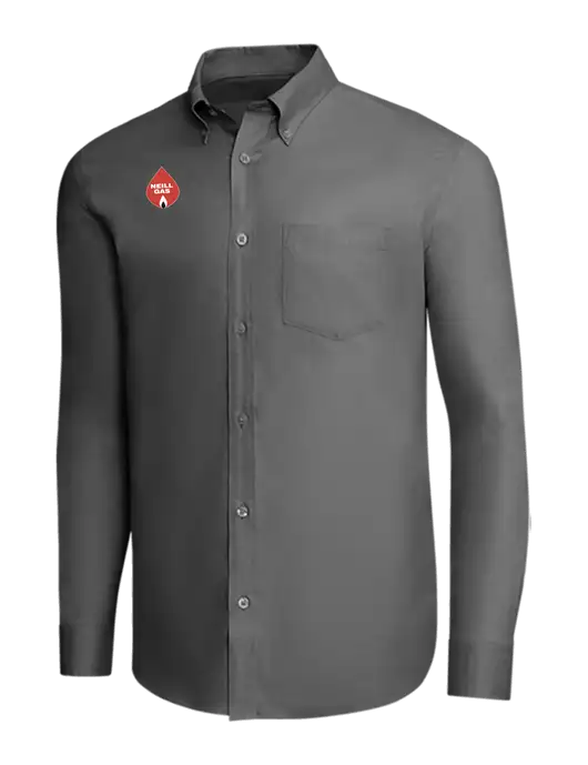 Brooks Brothers Dark Grey Wrinkle-Free Stretch Pinpoint Shirt w/Neill Gas Logo