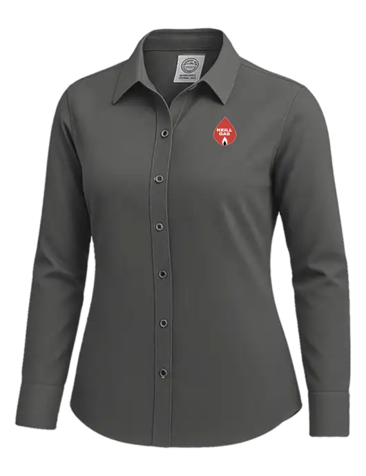 Brooks Brothers Womens Dark Grey Wrinkle-Free Stretch Nailhead Shirt w/Neill Gas Logo