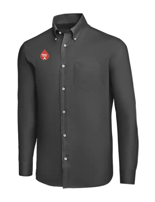 Brooks Brothers Dark Grey Wrinkle-Free Stretch Nailhead Shirt w/Neill Gas Logo
