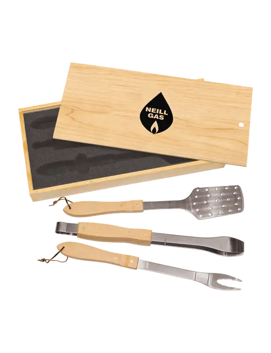 Wood BBQ Gift Set w/Neill Gas Logo